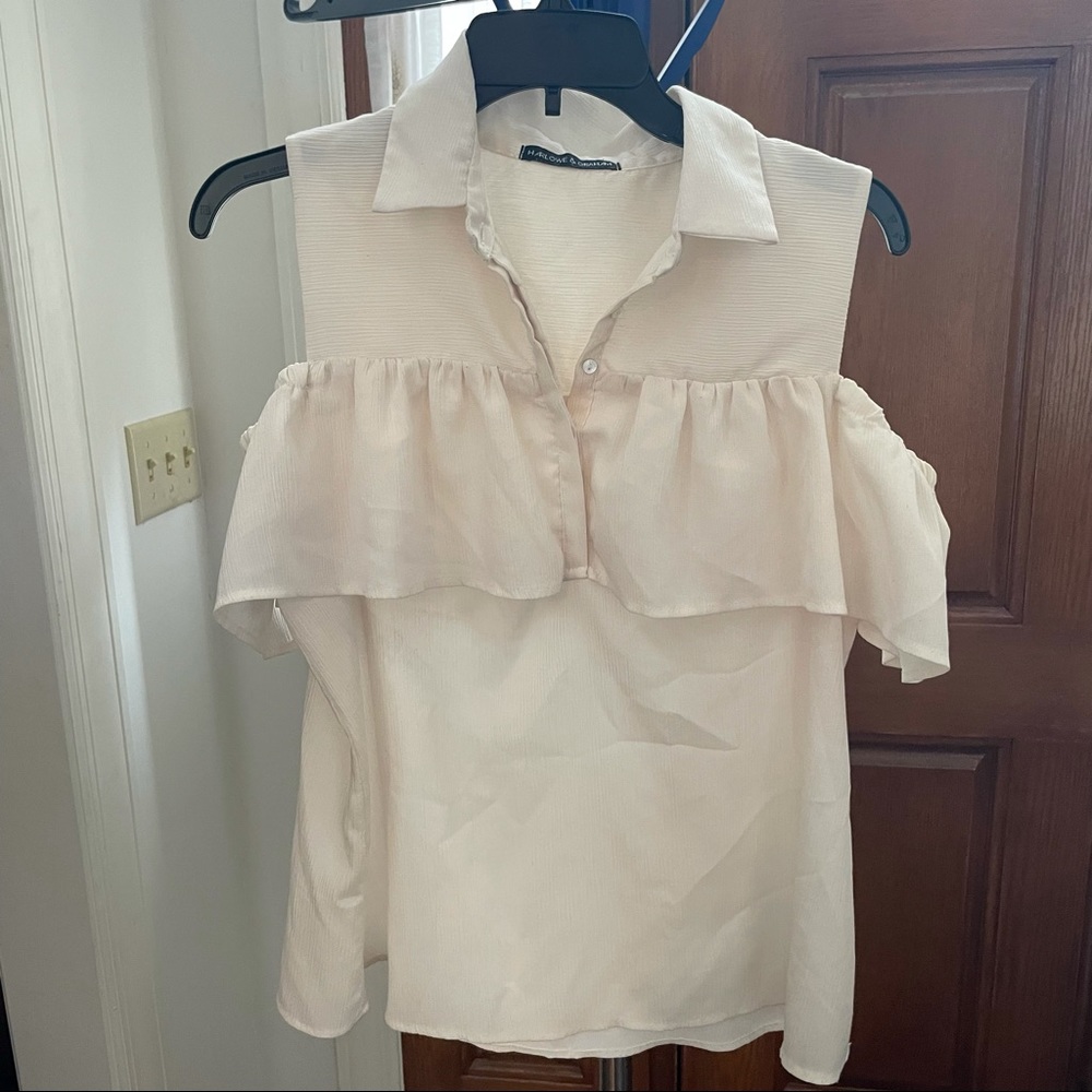 Cute Off-White Off The Shoulder Blouse